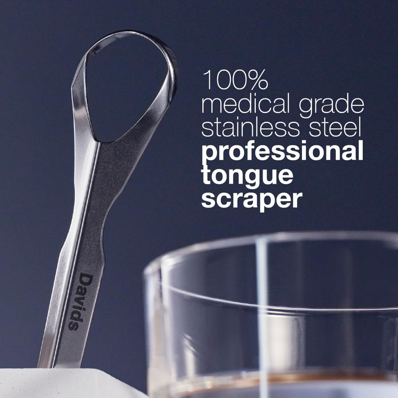 David's Tongue Scraper for Adults and Kids, 100% Medical Grade Professional Stainless Steel Tongue Scraper, Made in USA - Image 2